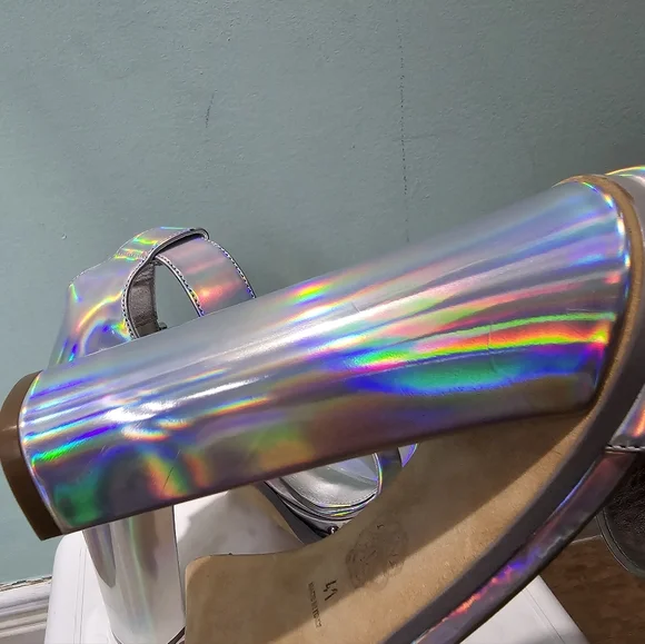 NWT ALEXANDER MCQUEEN Punk Iridescent Stud Ankle Strap Platform Sandals sz 41 - Picture 11 of 16